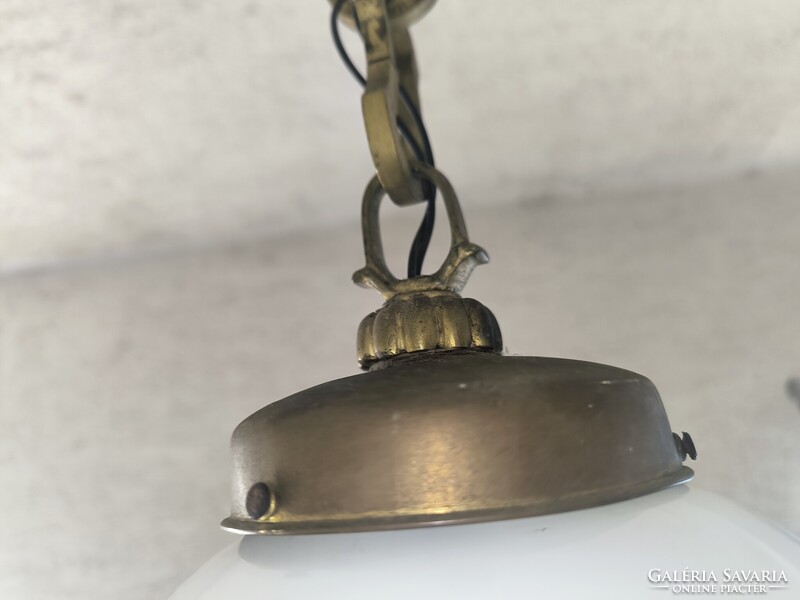 Art Deco opàl búràval Csillàr függő làncos làmpa  Bauhaus . làmpa  Bronz réz szerelék