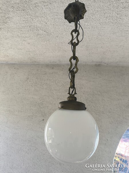 Art Deco opàl búràval Csillàr függő làncos làmpa  Bauhaus . làmpa  Bronz réz szerelék