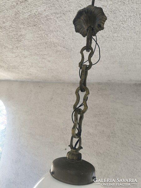 Art Deco opàl búràval Csillàr függő làncos làmpa  Bauhaus . làmpa  Bronz réz szerelék