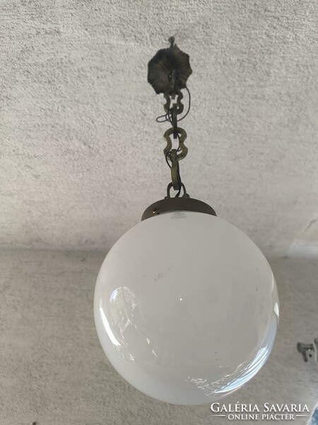 Art Deco opàl búràval Csillàr függő làncos làmpa  Bauhaus . làmpa  Bronz réz szerelék