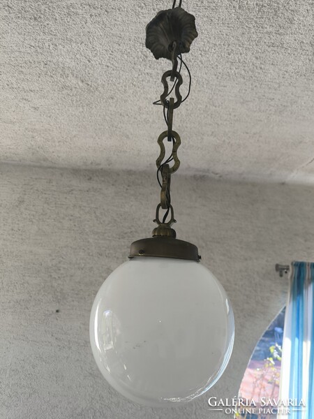 Art Deco opàl búràval Csillàr függő làncos làmpa  Bauhaus . làmpa  Bronz réz szerelék