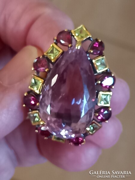 57 es Valòdi 34Ct Ametrin Peridot Gránát 925 Ezust Gyürű