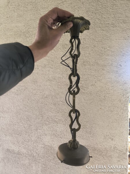 Art Deco opàl búràval Csillàr függő làncos làmpa  Bauhaus . làmpa  Bronz réz szerelék