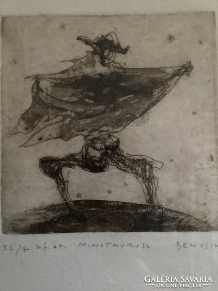 Bencsik János (1945-): Minotaurusz ( rézkarc )