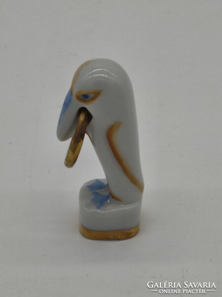 Extrém ritka  art deco Herendi mini holló, varjú, 1944 - gyűjtői porcelán figura