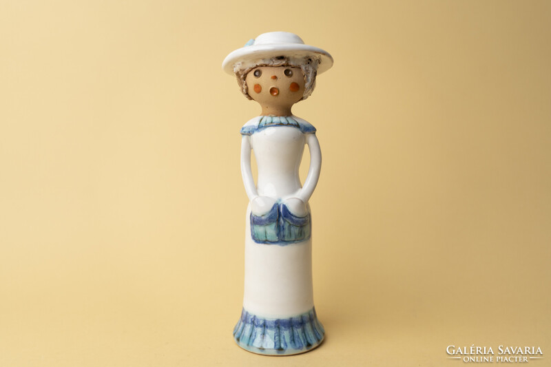 Mid century ceramic lady with hat figurine / retro / old