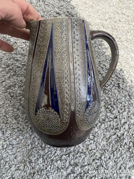Régi Német kerámiakancsó 1960as évek üvegmázas bevonattal kézműves munka