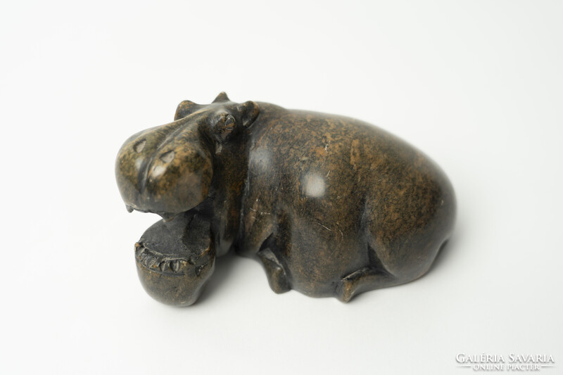 Retro table marble letter weight / hippo figurine / mid century / retro old