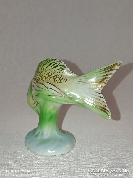 Retro hollóházi kézzel festett PORCELÁNFIGURA - aranyhal