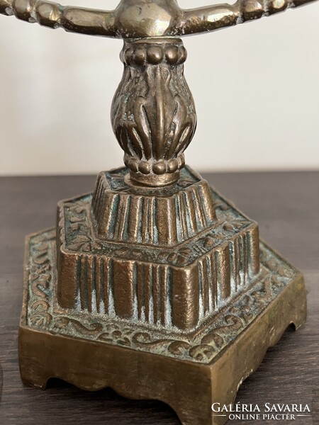 Vintage 7 ágú menóra / gyertyatartó – bronz / sárgaréz, MALM jelzés, mid-century darab