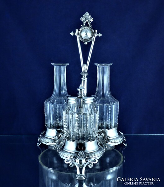 KÜLÖNLEGES, ANTIK EZÜST OLAJ & ECET, FŰSZER TARTÓ, BELGA, CA. 1860!!!