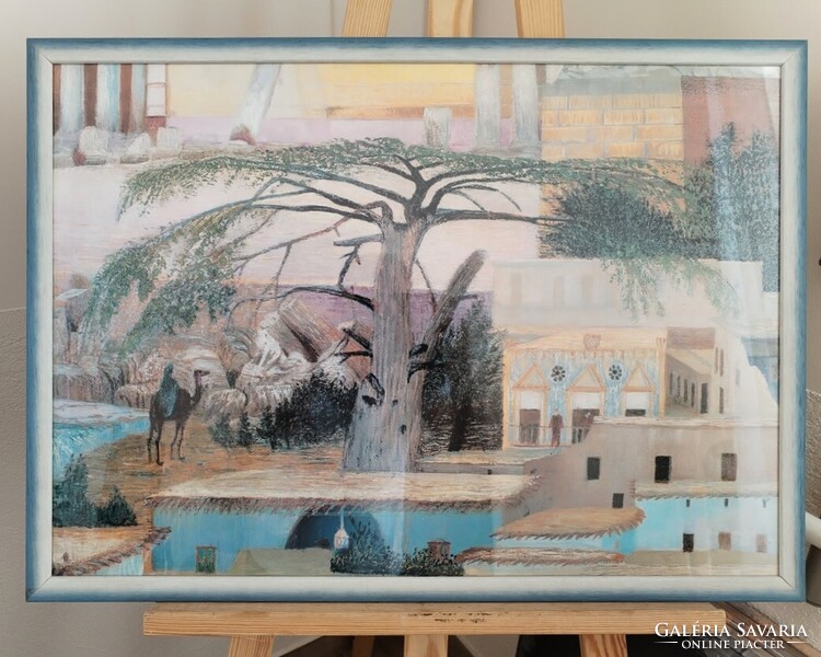 Csontváry Kosztka Tivadar "Kis Baalbek" c. festményének nyomata 70x50 xm kerettel
