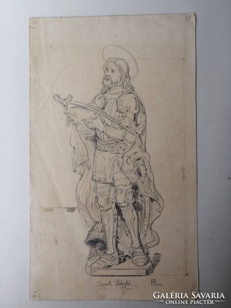 SZENT LÁSZLÓ - FRESKÓ VAGY SZOBORTERV 1912