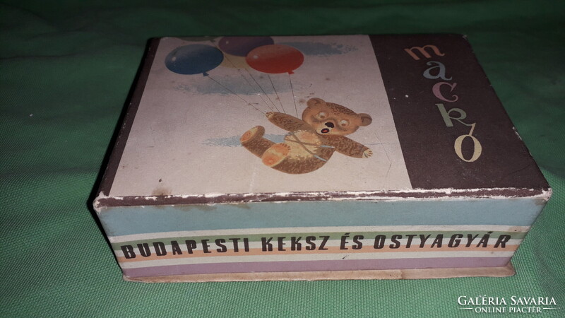 Antik MACKÓ csokoládés doboz NAGYON RITKA BUDAPESTI KEKSZ és OSTYAGYÁR 15 x10 x 5cm a képek szerint