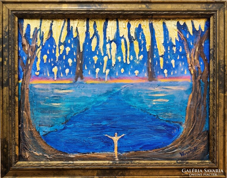 Életmű kiállítás V.15-VI.17. Heavenly Gift. Égi ajándék. Relief painting, 30×40 cm | Zsófia Károlyfi