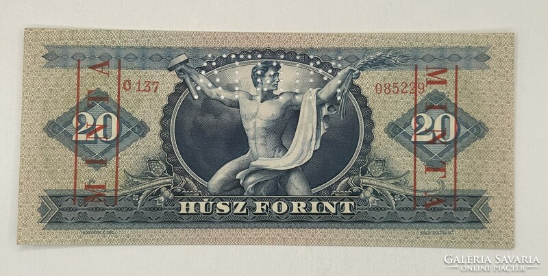 20 Forint 1957 - MINTA felülnyomás és perforáció (C 137-es sorozat) UNC (Hibátlan) állapotban