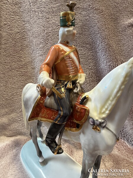 Herend Hadik huszár lovon – 32 cm-es, kiváló állapotú gyűjtői darab