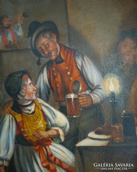 Nincs minimális  ár! 125 éves Holland zsánerkép!  LU1901 jelzéssel,  olaj/falemez.  66x47cm.