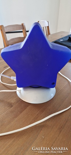 Ikea ritka retro, vintage üveg kék csillag handmade asztali lámpa .
