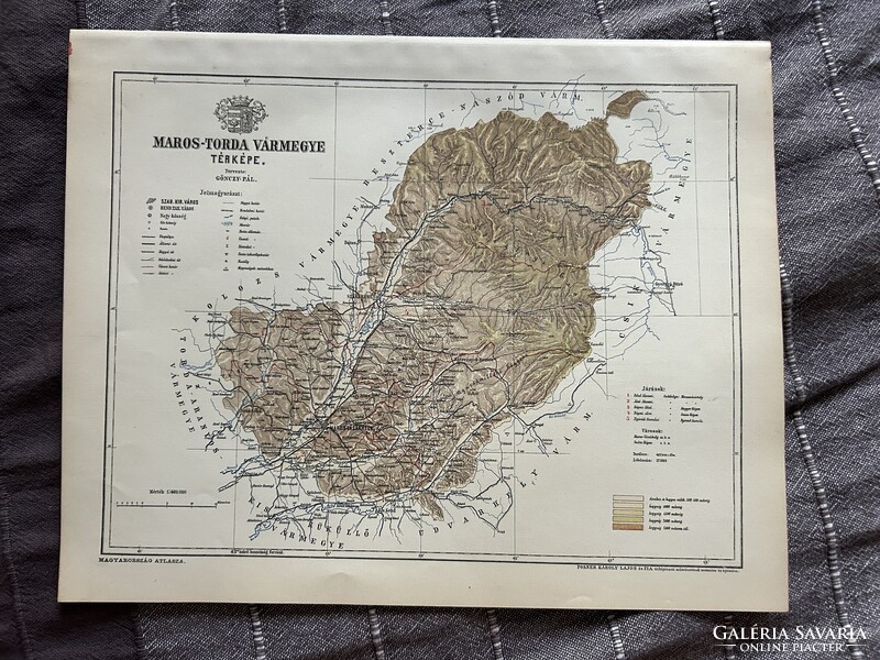 Maros-Torda vármegye térképe. Gönczy 1897. Magyarország kézi atlasza. Erdély