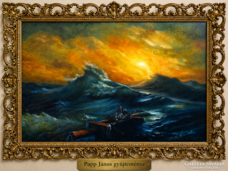 Orosz–örmény romantikus tengerfestő ,Ivan Aivazovsky ? hajótörés / túlélők jelenete