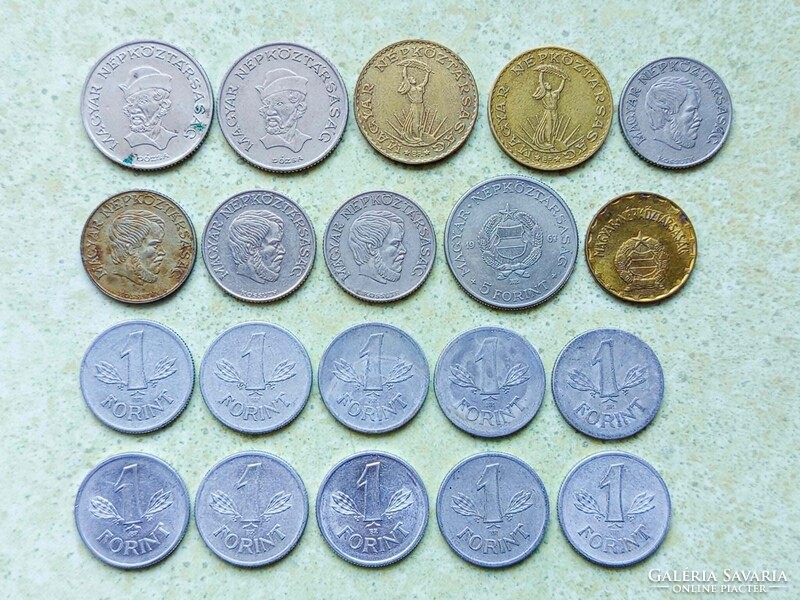 Magyarország 20 db Különböző Érme 1 2 5 10 20 Forint 1967-1989