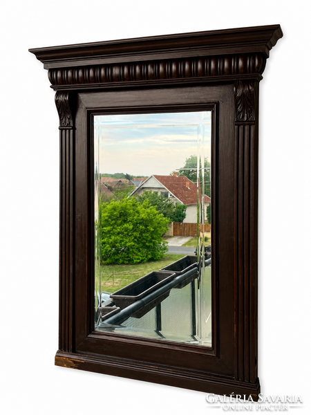 Nagyméretű, historizáló fa falitükör, századforduló – 110×85 cm