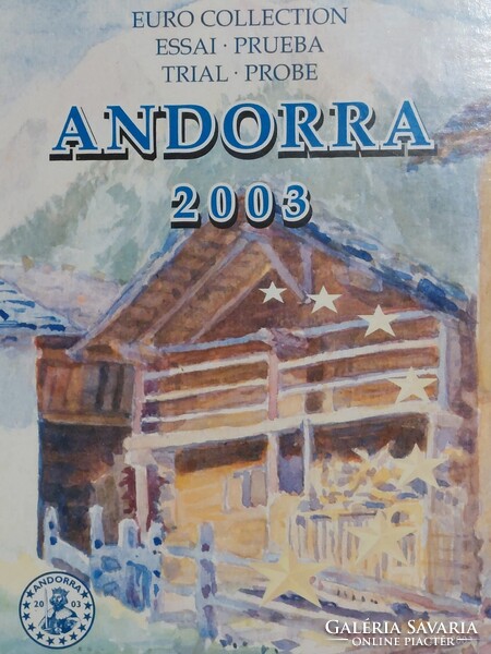 Próba veret forgalmi sor Andorra 2003. 1c-2E (8 db) dísztokban UNC (50)