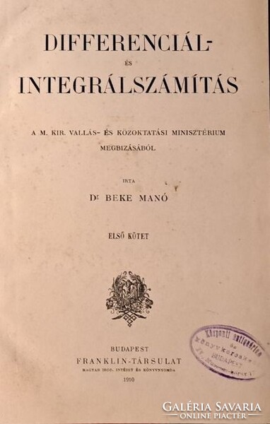 A differenciál- és integrálszámítás elemei I-II.
