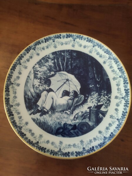 Wallendorf Cobalt Blue Porcelain Wall Plate “Der Maler”, Inspired by Carl Spitzweg