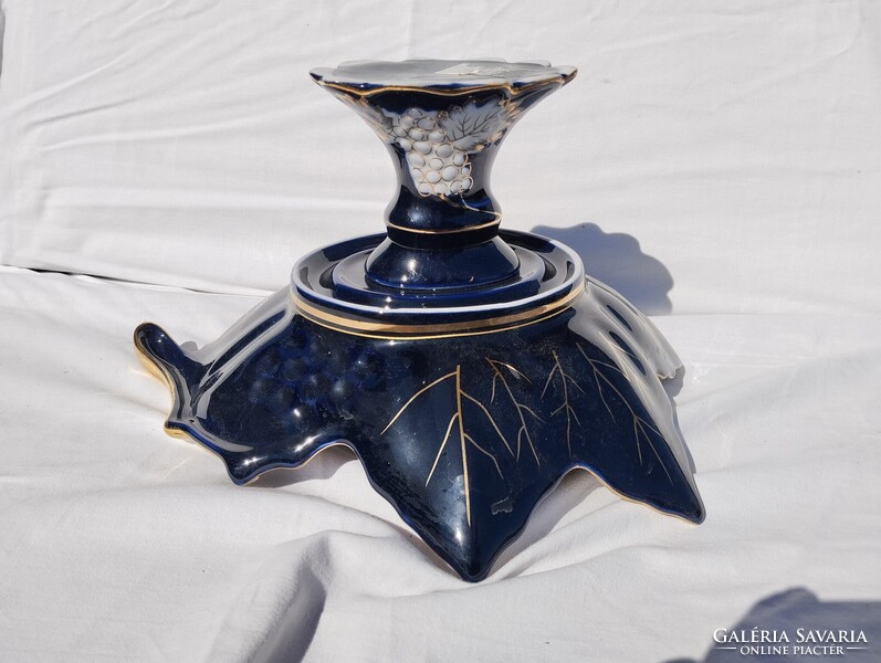 Thun 24 karát arany levél formájú kék cseh talpas porcelán kínáló tál