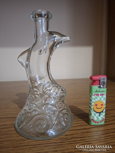 Dolphin shaped glass, decorative glass, bottle. 17.5 Cm. Perfectly marked