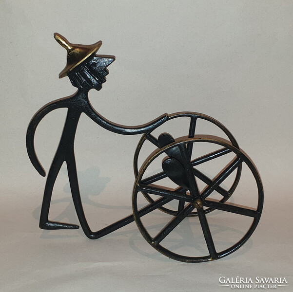 Eredeti Walter Bosse bortartó, italtartó állvány, vintage, réz/bronz CCA.1950