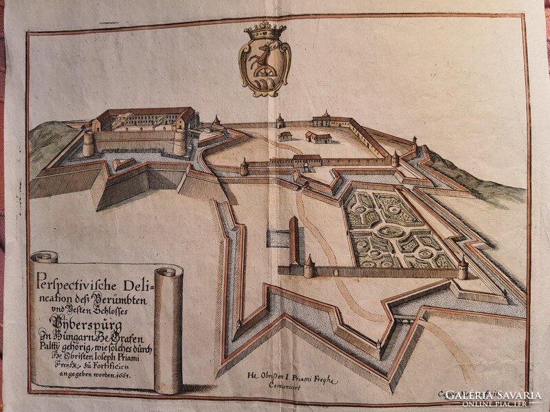 Merian, Mattheus: Vöröskő vára (Biebersburg, Červený Kameň) – 1672 Felvidék, Szlovákia