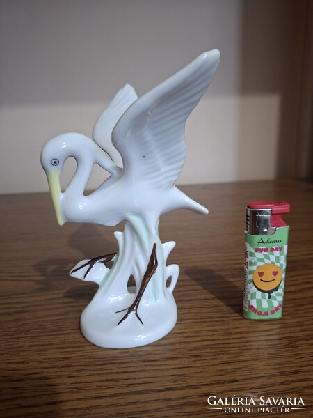 Porcelain bird, stork. 16 Cm. Flawless. Marked