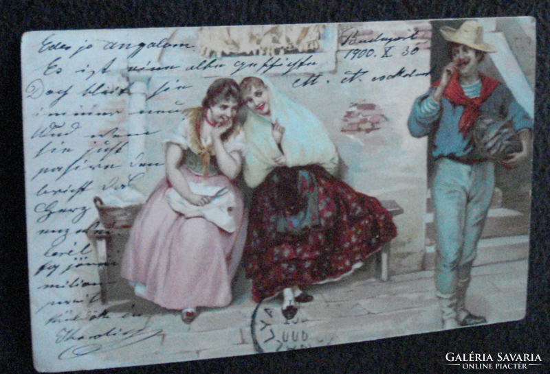 1900. antik litho Kossuth Istvánnénak Tornallyára küldve