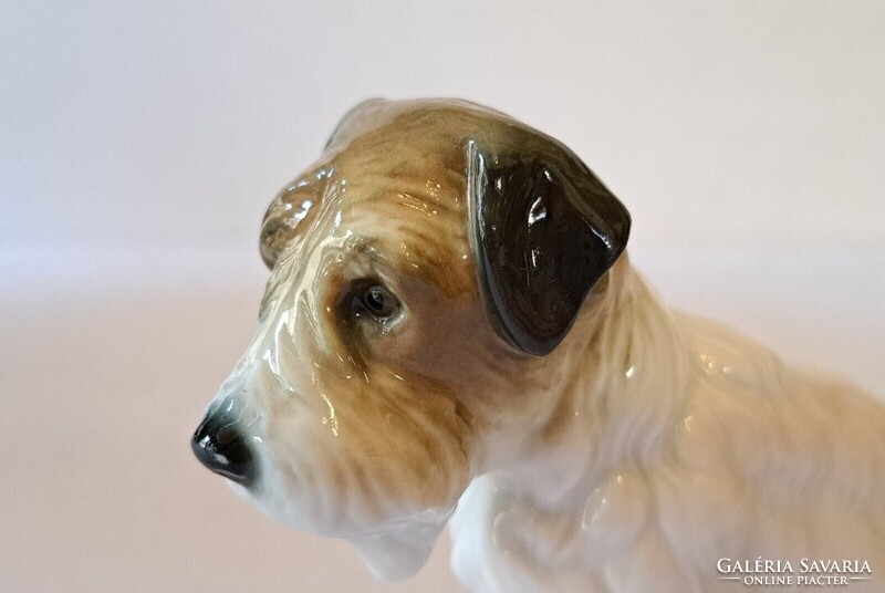 Ens Volkstedt porcelán foxterrier kutya figura német jelzett porcelán 1950-es évek VITRIN ÁLLAPOT