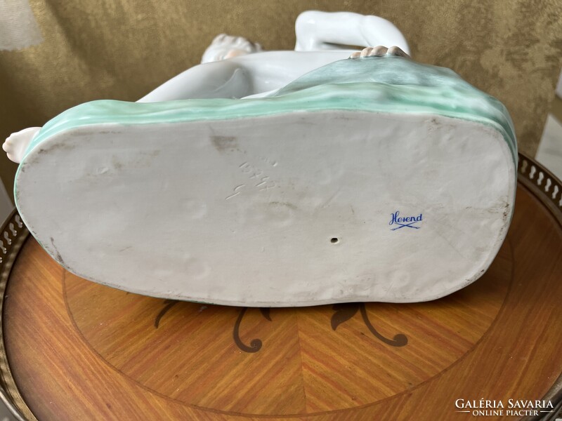 HERENDI PORCELÁN TÉRDEPLŐ AKT, NŐI AKT SZOBOR