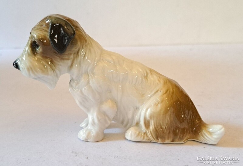 Ens Volkstedt porcelán foxterrier kutya figura német jelzett porcelán 1950-es évek VITRIN ÁLLAPOT
