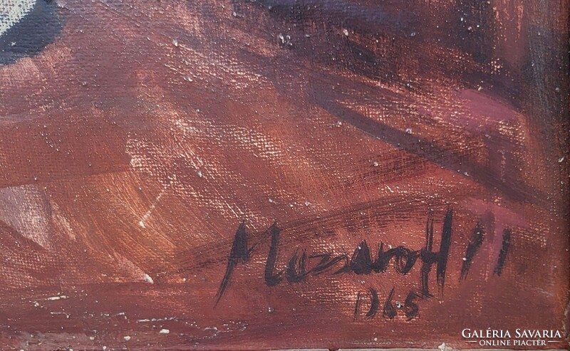 127x106cm! Mazsaroff Miklós (1929 - 1997) LemezvágóK Szocreál !! Eredeti Garanciával!