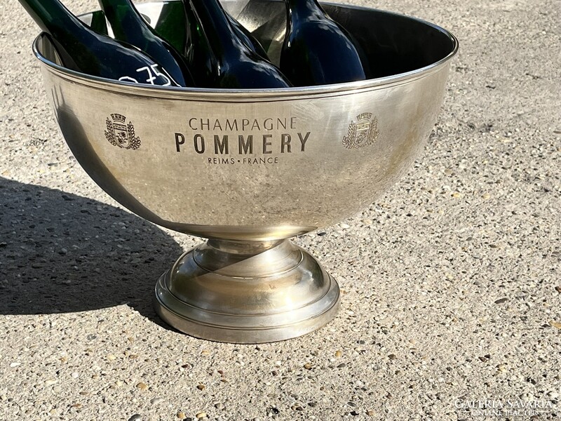 CHAMPAGNE CLUB - POMMERY Champagne 7 Palackos Ezüstözött Pezsgőhűtő Jégtál