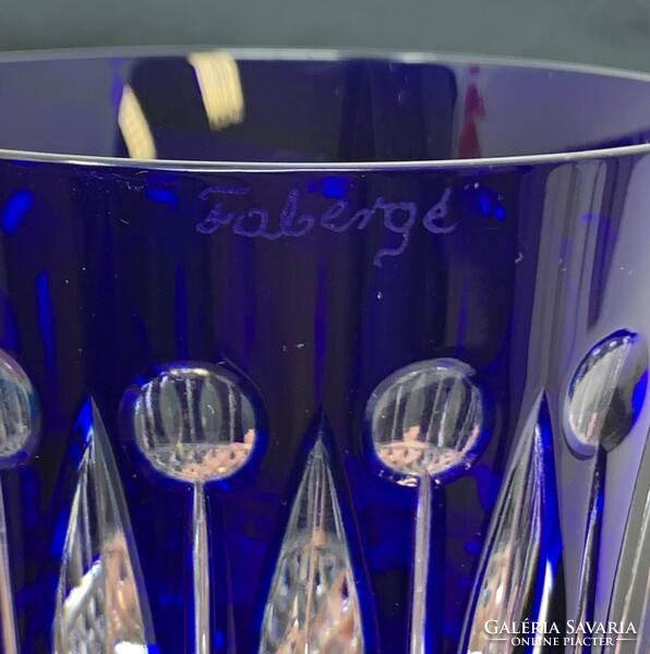 Faberge Xenia elegáns Ajka Kristály kék- áttetsző ólomkristály dísz pohár RZ