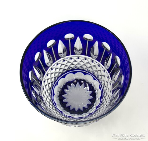 Faberge Xenia elegáns Ajka Kristály kék- áttetsző ólomkristály dísz pohár RZ