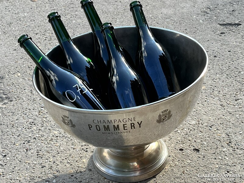 CHAMPAGNE CLUB - POMMERY Champagne 7 Palackos Ezüstözött Pezsgőhűtő Jégtál
