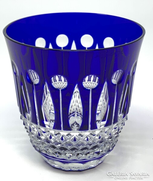 Faberge Xenia elegáns Ajka Kristály kék- áttetsző ólomkristály dísz pohár RZ