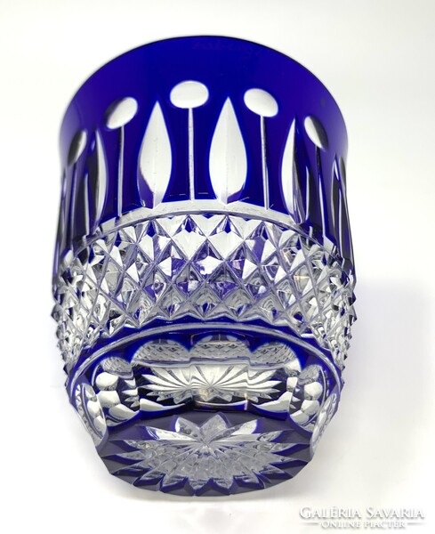 Faberge Xenia elegáns Ajka Kristály kék- áttetsző ólomkristály dísz pohár RZ