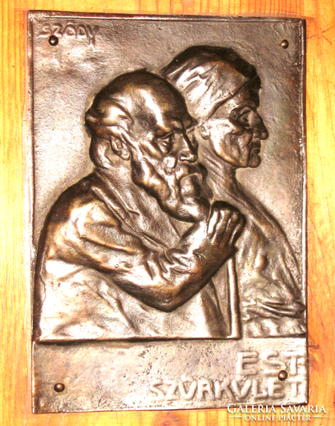 SZŐDY SZILÁRD  / 1878 - 1939 / : ESTI SZÜRKÜLET BRONZ RELIEF