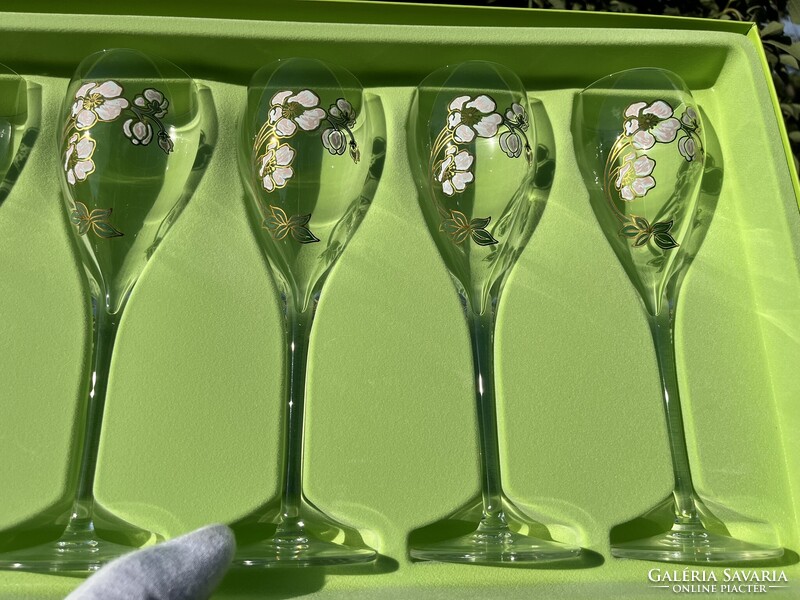 CHAMPAGNE CLUB - Perrier-Jouët 6 db Anemone Kézzel Festett 25 cl Pezsgőspohár Díszdobozban