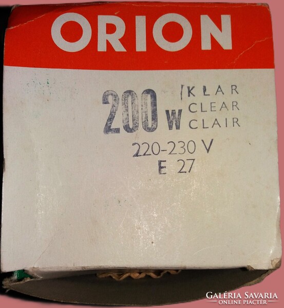 Mid Century magyar ORION 200 w 220/230 V E 27 foglalatú izzó NEM HASZNÁL HIBÁTLAN DOBOZÁVAL