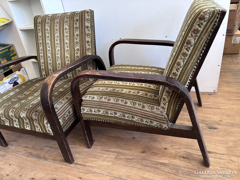 2 db art deco / bauhaus stílusú lounge fotel – hajlított fa karfával (Thonet)